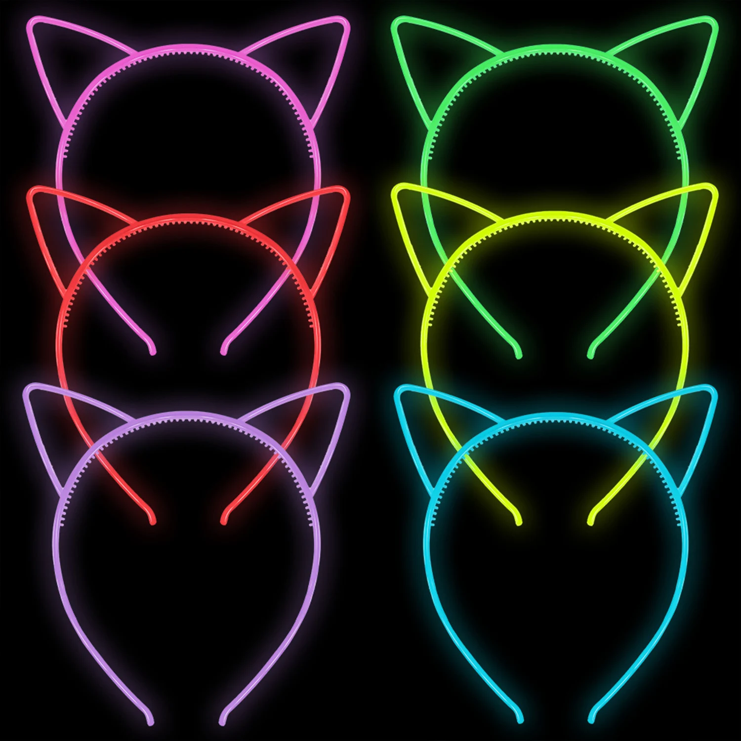 

1PC Glow In Dark Cat Ear Elastic Headband Colorful Luminous Cat Ear Hair Band With Teeth Girls Children Party Hair Accessories