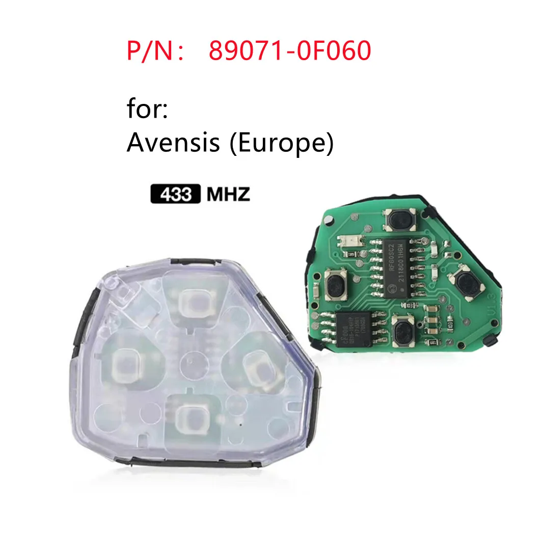 1 pz chiave auto remota 3 pulsanti 433MHz per Avensis Europe, per Yaris UK 89071-0F060