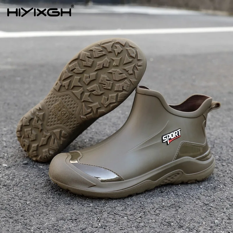 Men's Short Rain Boots Anti-slip Wear-resistant Kitchen Work Rubber Boots Special for Delivery Rider Waterproof Boots