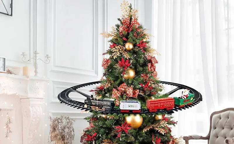 Christmas Train Set For Around The Tree Christmas Decoration Railway Car Electric Railway Set Christmas Gift Educational Toy boy