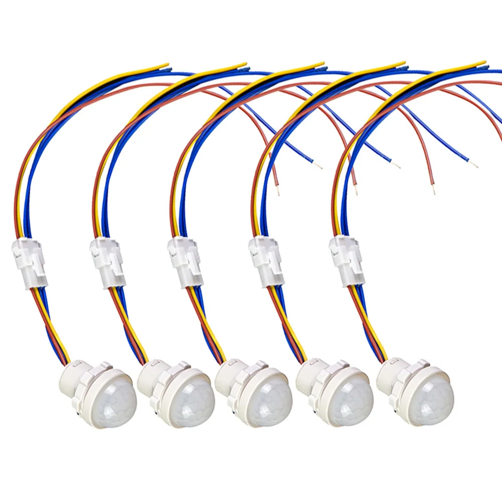 5Pcs AC110-240V DC12-24V Automatic Sensor Light Switch LED PIR Infrared Motion Sensor Detection Night Light Indoor Outdoor