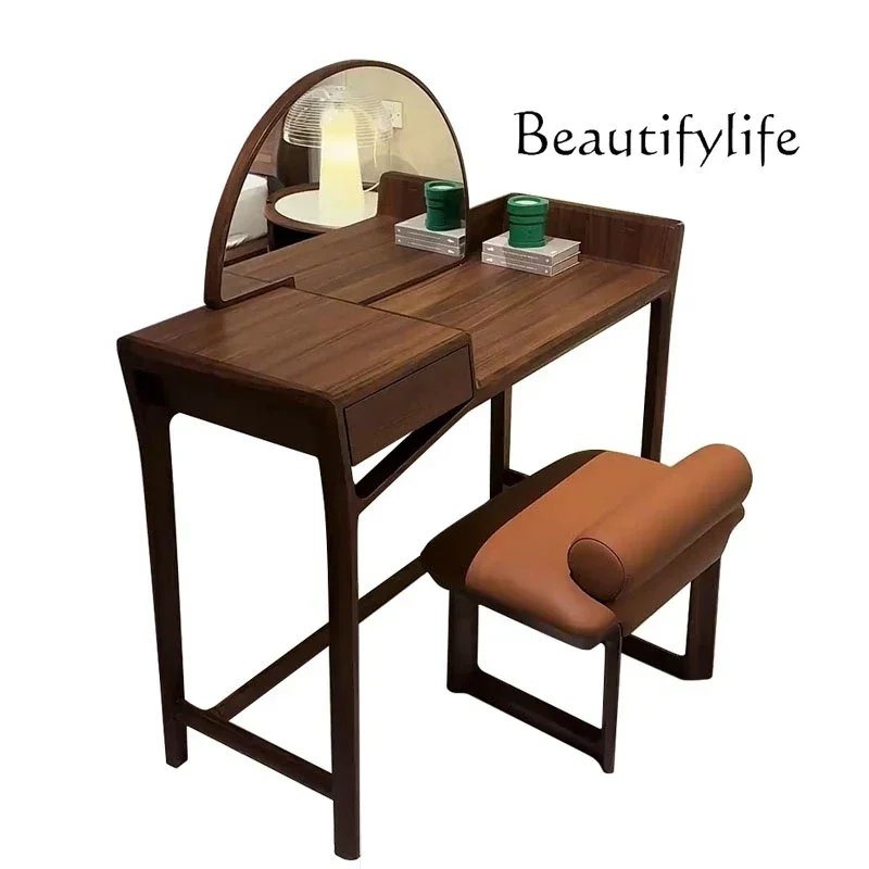 AA X 심플 서랍 화장대 북유럽 스타일 브라운 원목 모던 메이크업 화장대 침실 유럽풍 화장대 가구