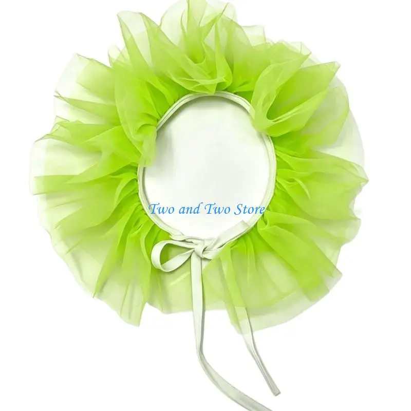 HX6F Detachable Mesh Faux Collar for Halloween Costumes Stage Wear and Photos