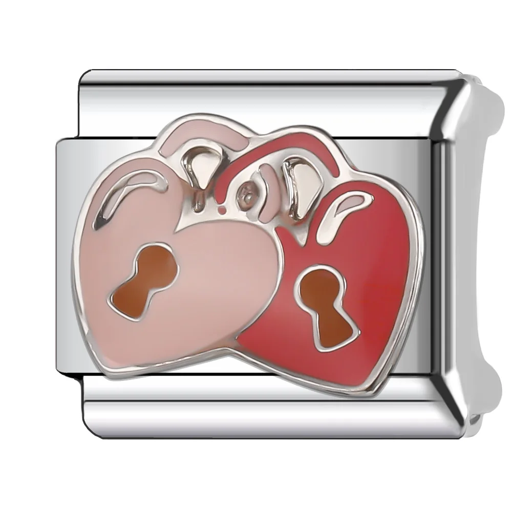 Romantic Colour Heart  Love Series Italian Charm Stainless Steel Bracelet 9mm Diy Jewelry DIY Making