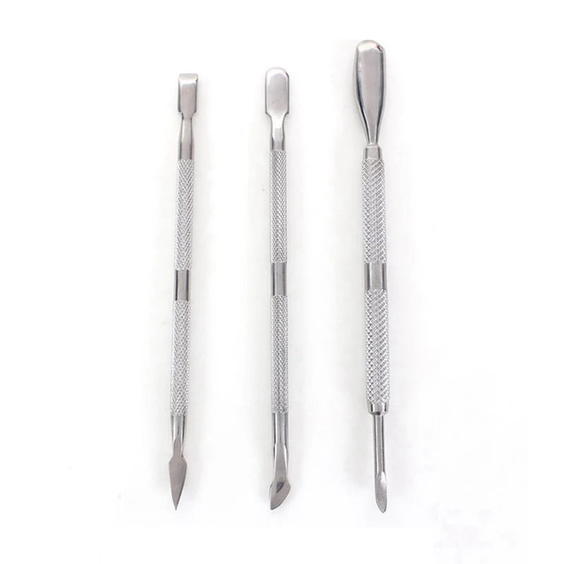 Aço inoxidável Dedo Nail Clippers, cutícula Pusher, colher removedor, cortador, Design boca oblíqua, Nail Art, 2X, 3pcs