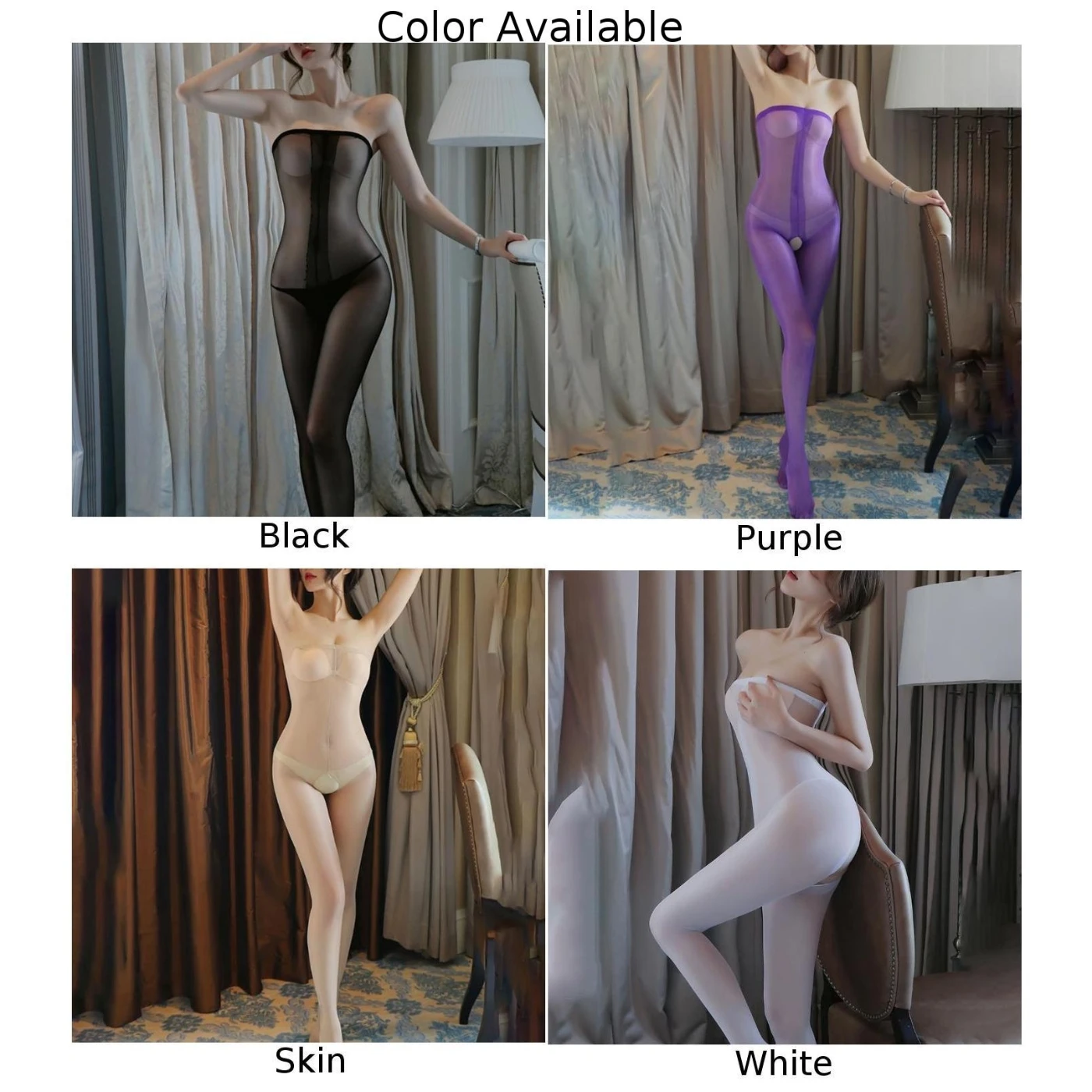 Sexy Stockings Lingerie Women Crotchless Bodystocking Ultrathin Tight See-through Pantyhose Smooth Jumpsuit Transparent Bodysuit