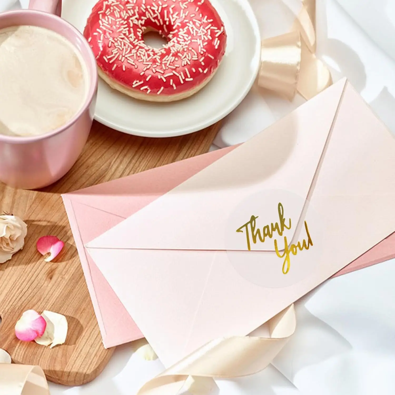 500Pcs Thank You Stickers 1.5/1 inch Gold Thank You Stickers for Small Business Paper Self-Adhesive Labels Clear Gift Labels