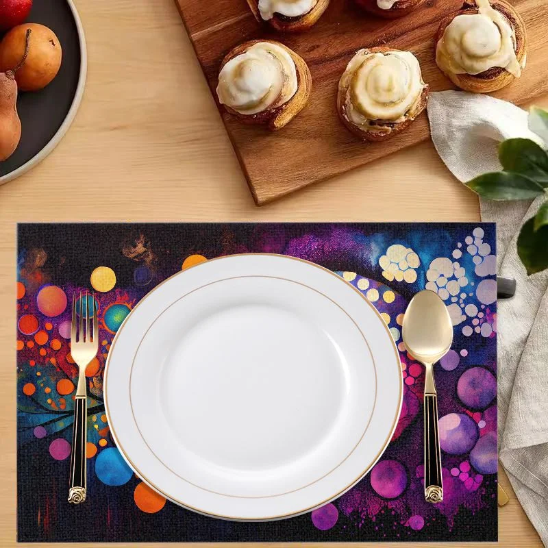 Colorful Tree of Life Square Placemats Abstract Dot Art Boho Table Mats Kitchen Dining Table Decoration