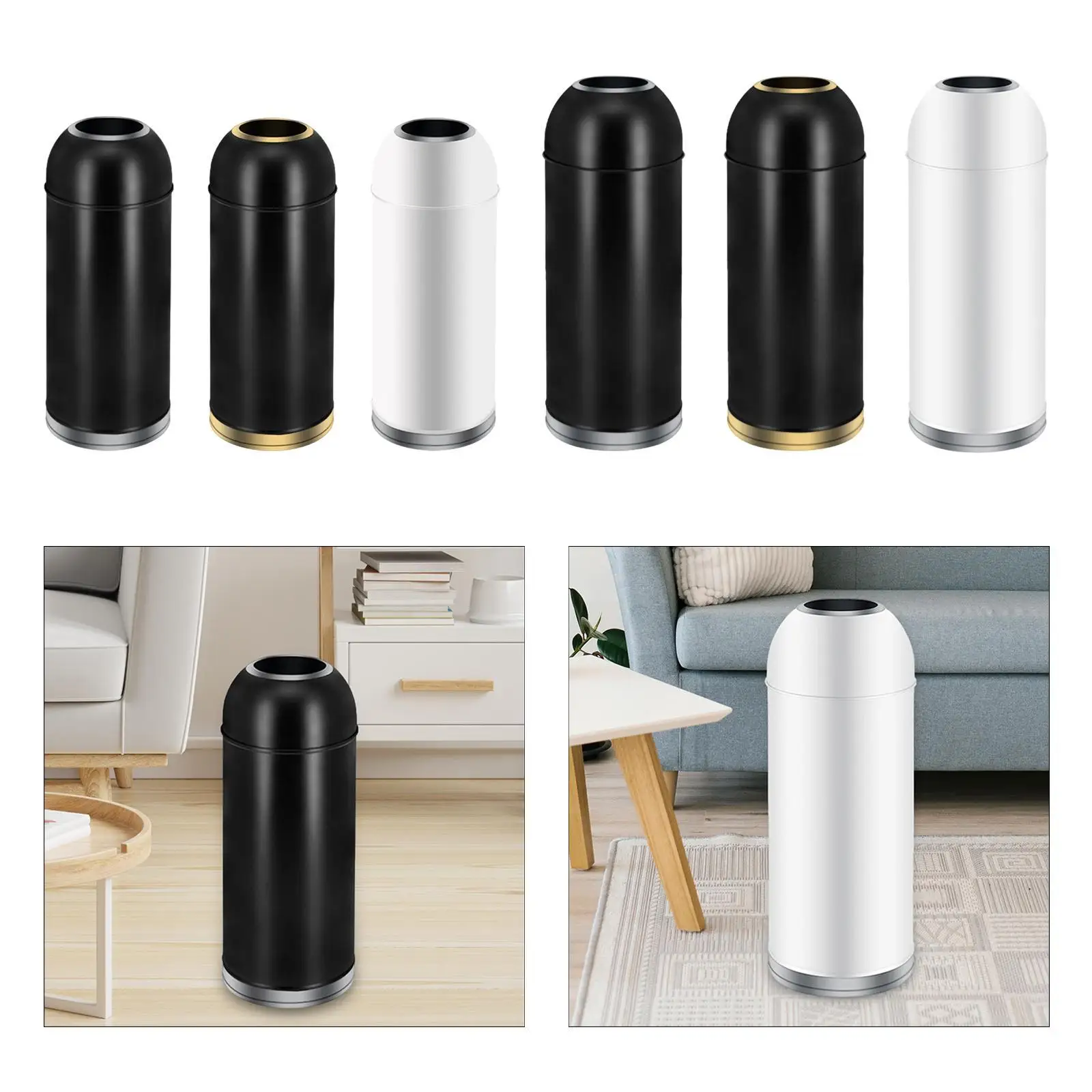 Commercial Trash Can Stainless Steel Heavy Duty Open Top Trash Can Waste Basket for Bathroom Bedroom Restroom Kitchen Garden