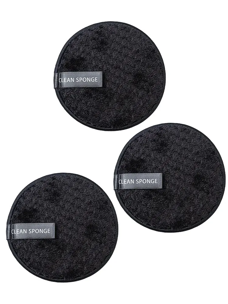 3PCS Portable and Practical High-grade Black round Powder Puff for Base and Fixing Makeup