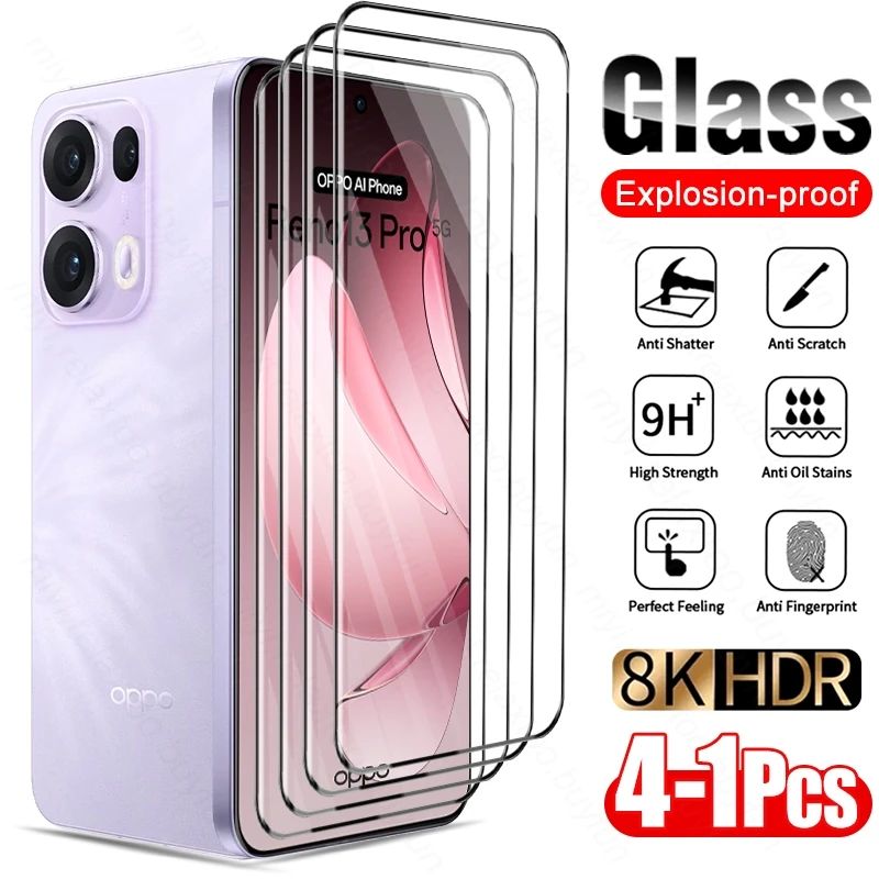 Protecteur d'cran pour Oppo Reno13 Pro 13Pro Reno13Pro 5G, 4  1 pice, verre tremp incurv 9D, verre de protection sur Opo Opp Reno 13 Pro