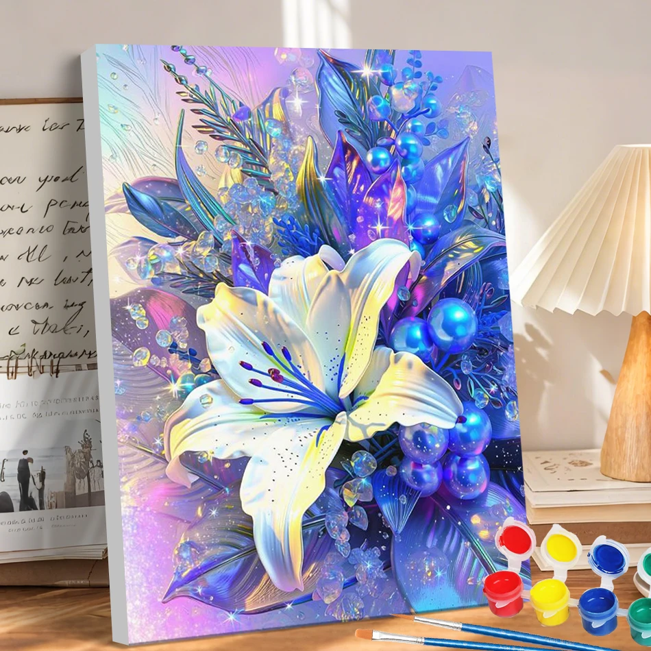 GATYZTORY Painting Paints By Numbers hobby Canvas lily Picture Markers By Numbers Flower Posters For Kitchen Art Stuff Unframe