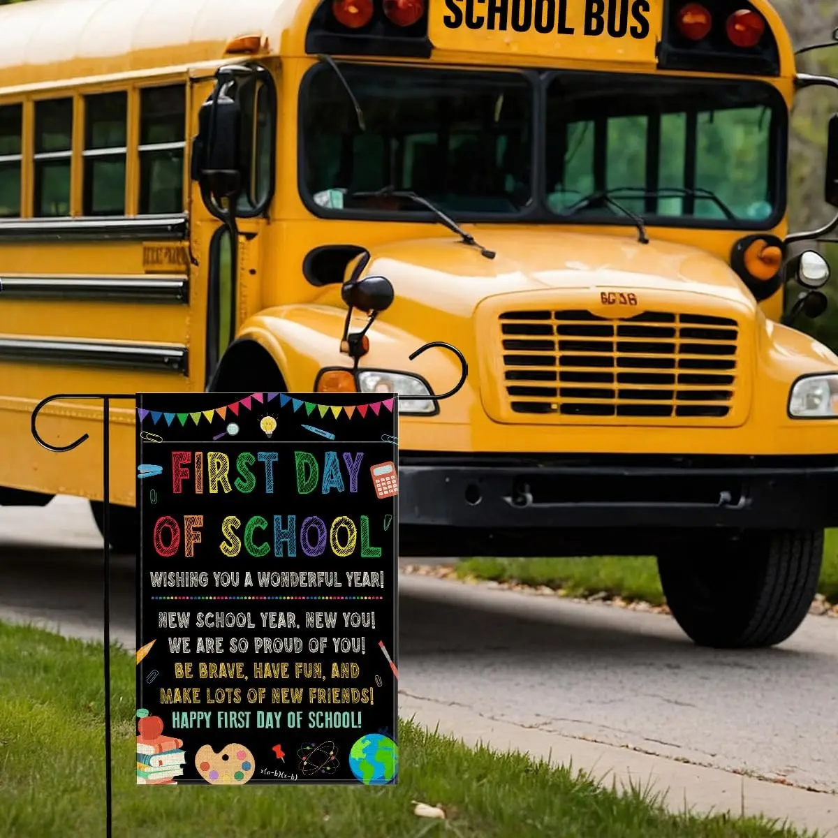 First Day of School Garden Flag 12x18 Inches - Classroom Flags Double Sided for Outside Yard 1st Day of Preschool Kindergart uui
