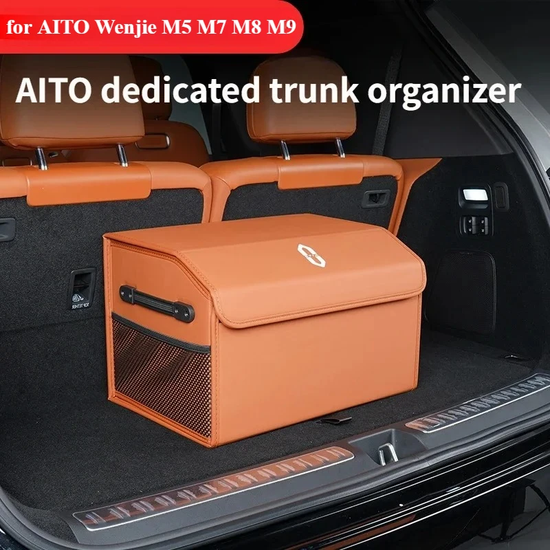 

For AITO Wenjie M5 M7 M8 M9 AITO Leather Foldable Car Trunk Storage Box Trunk Organizer Car Supplies Car Interior Storage Box