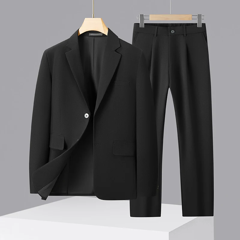 2025 Hoogwaardige lente en herfst herenmodieuze, stijlvolle, veelzijdige en trendy dunne business casual set Tweedelige set