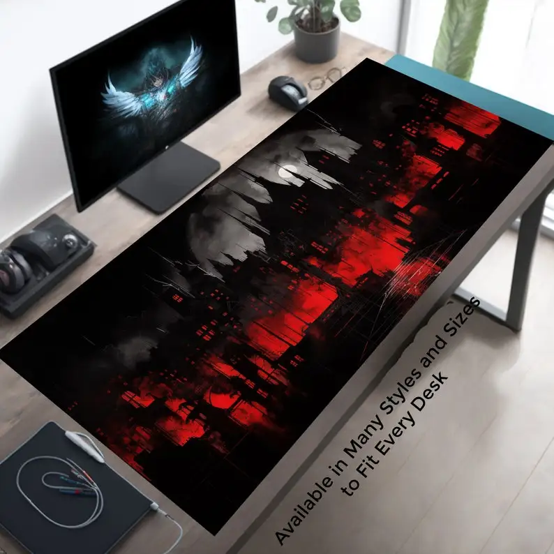 

Horror Desk Gothic Town Mouse Pad For Office Desk Mat Mousepad XXL Compuer Gaming PC Dark Moody Goth Aesthetic Desk accessories