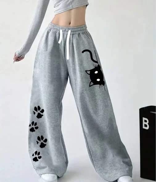 Kinder-Buchstabendruck Harajuku Hip-Hop Oversized High-Waist Sport-Hose Damen Y2K Lässige Mode Vielseitige Lose Gerade Weite Beine – Detail 5