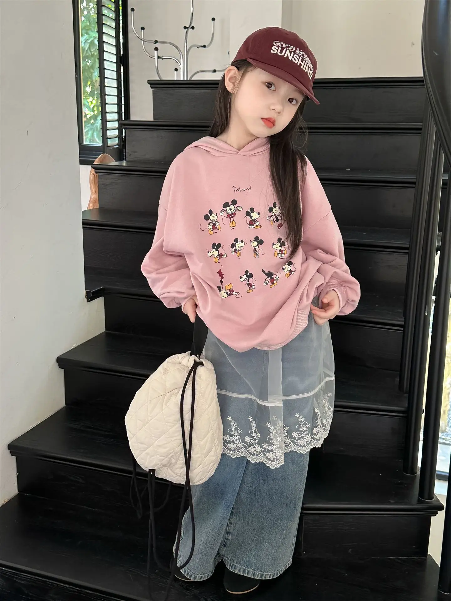 Skirt Girl Korean Lace Skirt Mesh Gauze Autumn New Girl Mesh Gauze 2024 Fashion Childrens Clothing Sweet Simple Lace