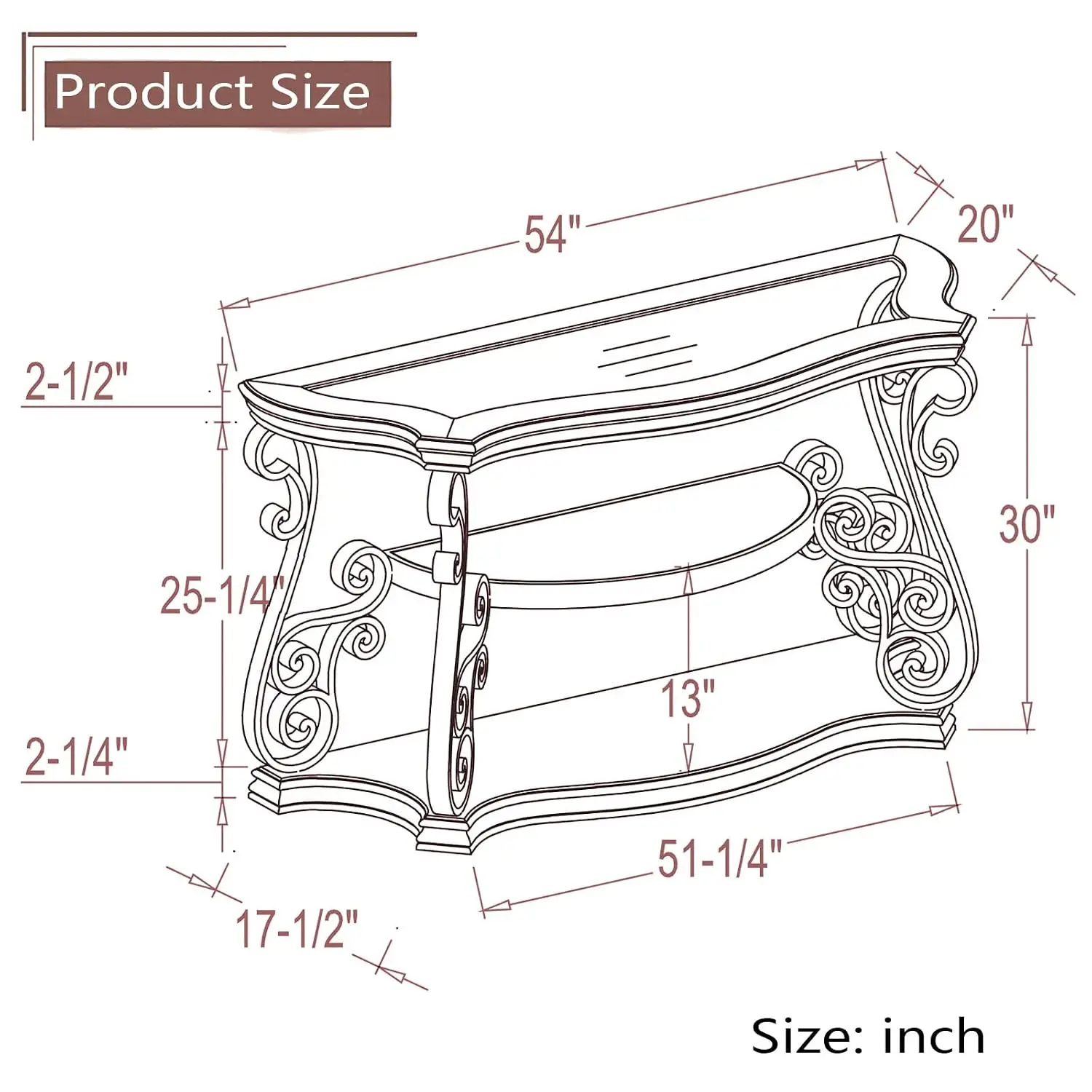 Retro Console Table 3-Tier Glass Top Marble Shelf Sofa Entryway Living Room Hallway, Customized