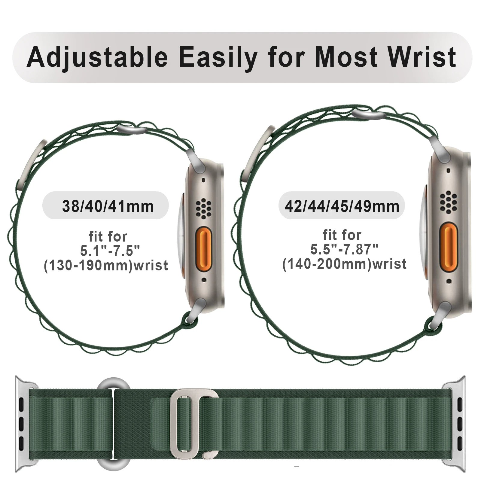 Bracelet à boucle alpine pour Apple Watch Band, 44mm, 40mm, 49mm, 45mm, 41mm, 42mm, 38mm, Correa Bracelet, iWatch Ultra Series 7, 6, 5, 3, SE, 8 Band