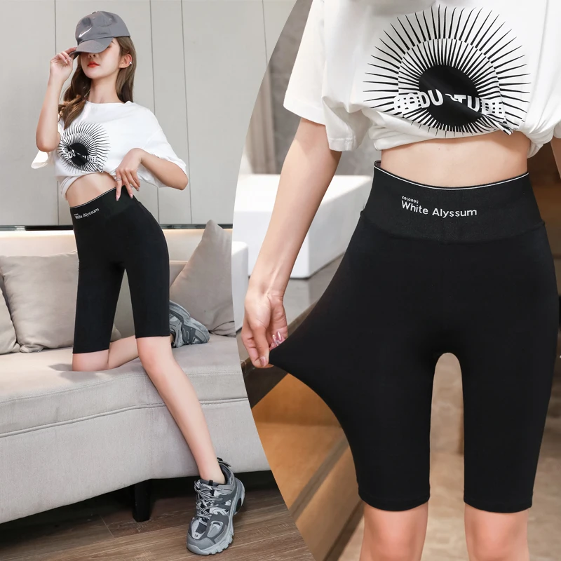 Fitn Cycling Pants Women's Tight Spor Thin Five-Point Bot Summer Lightweight Elastic Faionable Inner Leggings