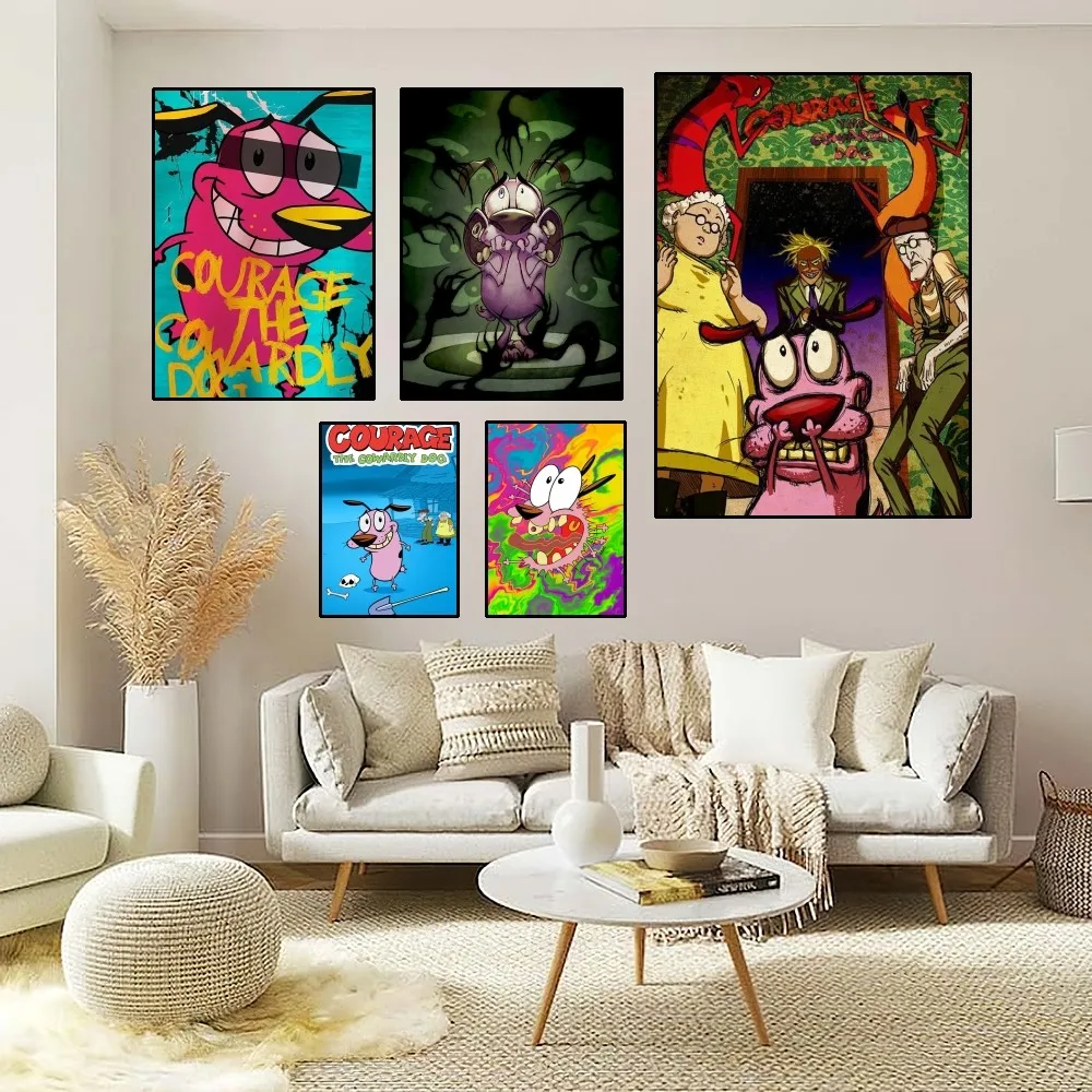 Courage the C-Cowardly D-Dog Poster Home Room Decor Aesthetic Art Wall Painting Stickers