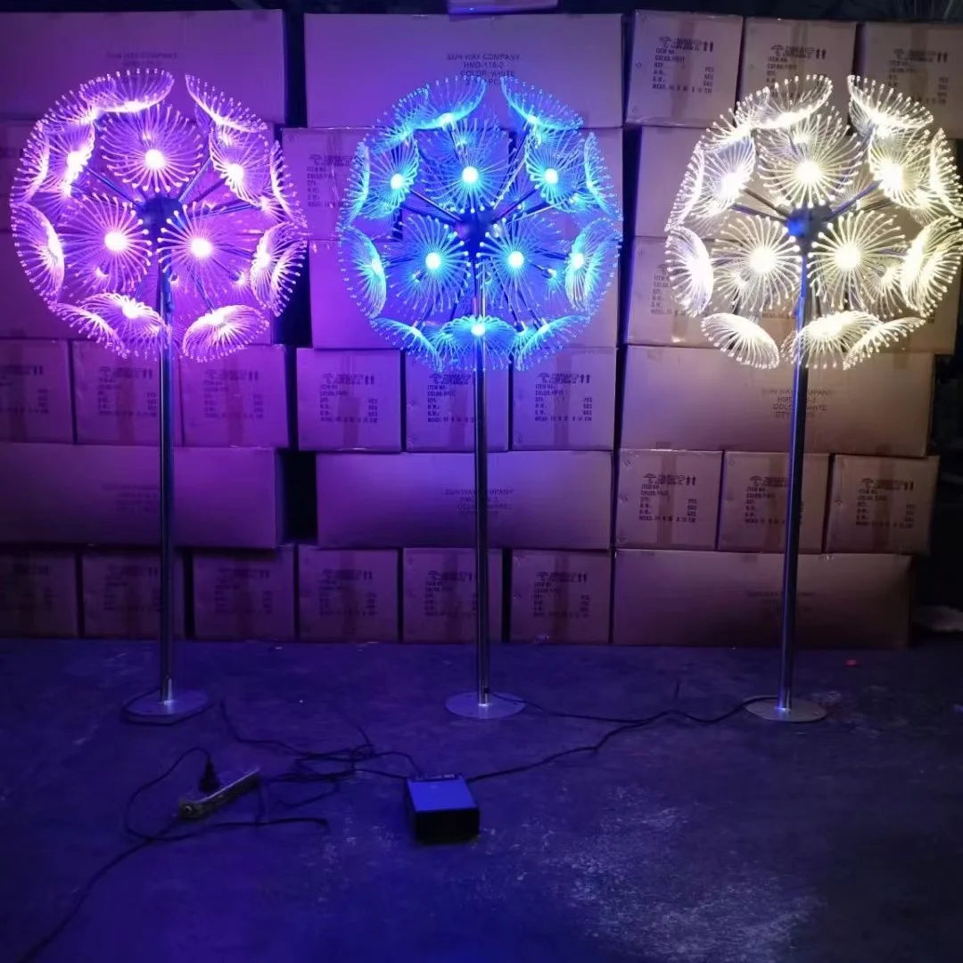 Giant Multi-Color LED Dandelion Light for Outdoor Landscape Decoration Waterproof Fiber Optic Motif Lights for Diwali Deepavali