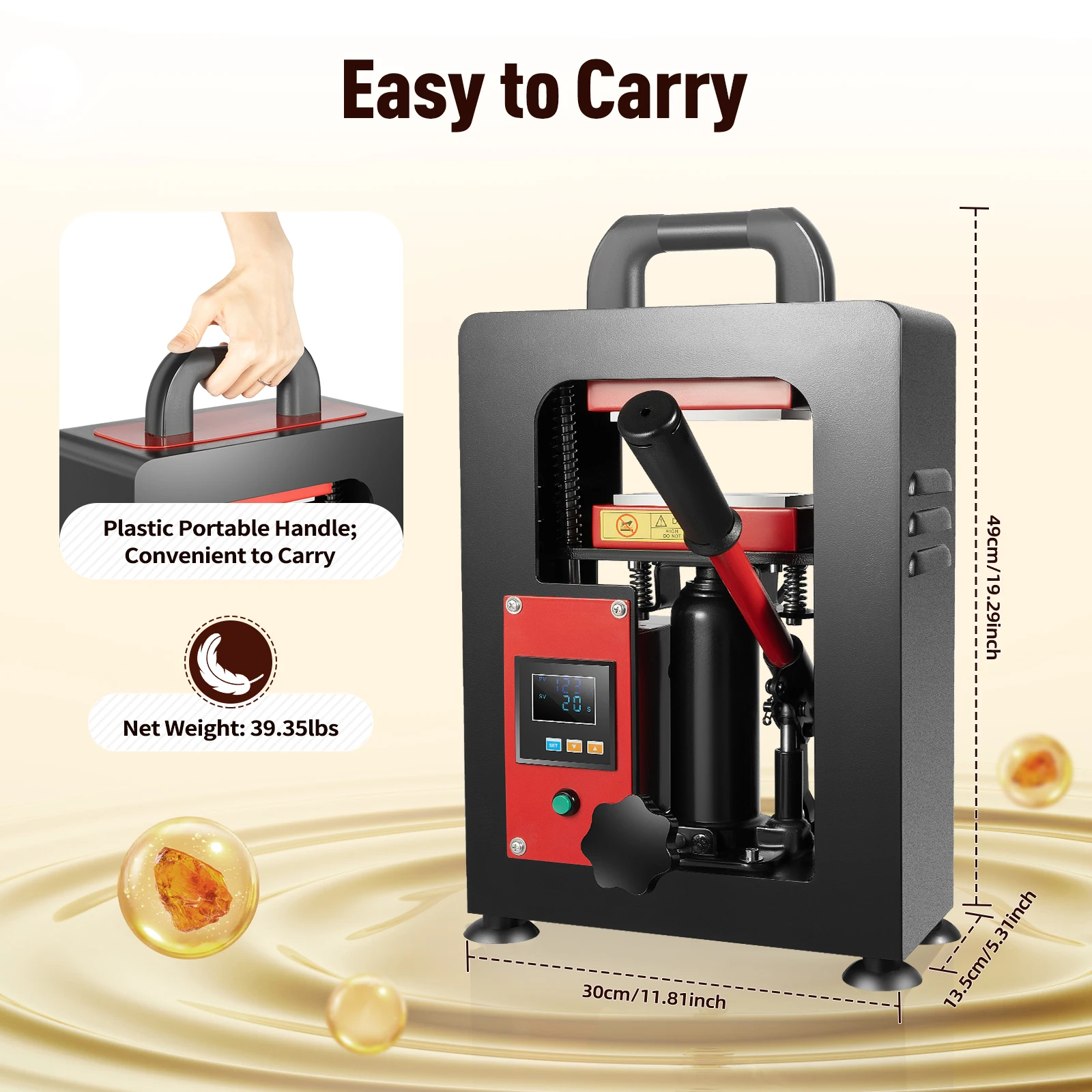 ماكينة ضغط حراري هيدروليكية 1200 وات يدوية 5T ضغط لوحات مزدوجة تسخين 0-400 ℉   للختم الساخن على استخدام أكياس الملابس في المختبر