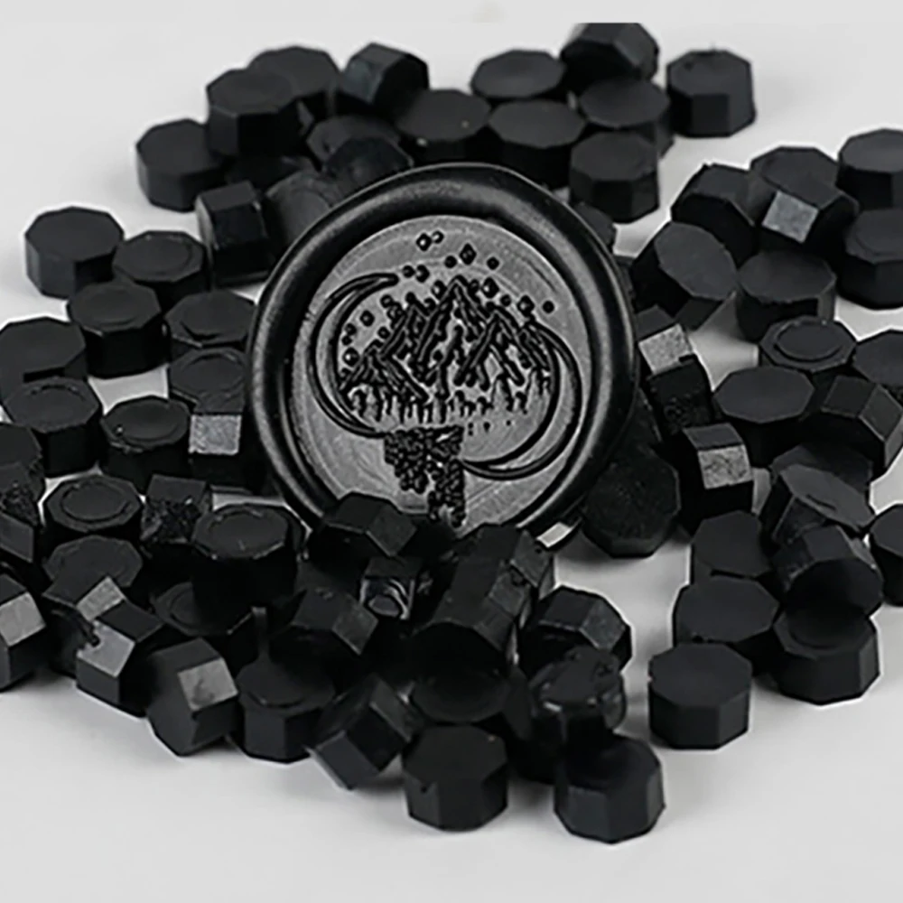 

250PCS BLACK Sealing Wax Seal Beads for DIY Wedding Invitation Envelope Birthday Gifts Scrapbook Decoration Octagon Stamps