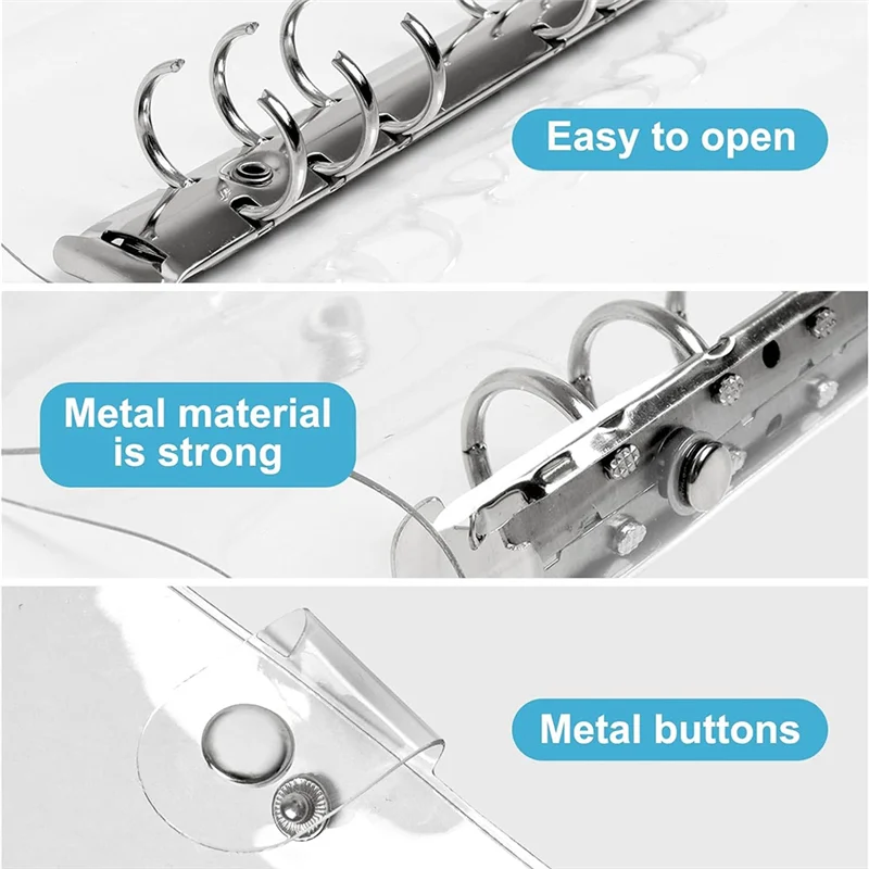 EDT-3 Pack A6 Transparant Zacht PVC 6 Ringband Cover Clear Binder Notebook Cover A6 Bindmiddel Voor Hervulbare Notebook Duurzaam