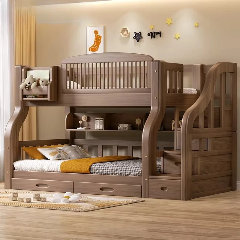 

Minimalist Solid Wood Bunk Bed for Children & Adults Double-Decker Loft Mother-Child Bed with Multifunctional Design