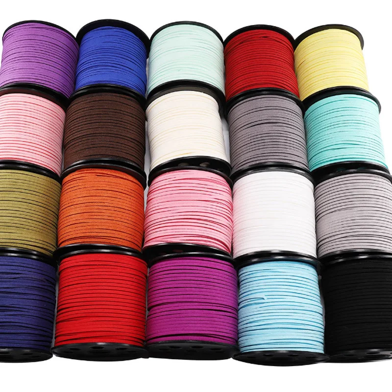 10yards 2.5mm Flat Faux Suede Braided Cord Korean Velvet Leather Handmade Thread String Rope For DIY Jewelry Making Supplies