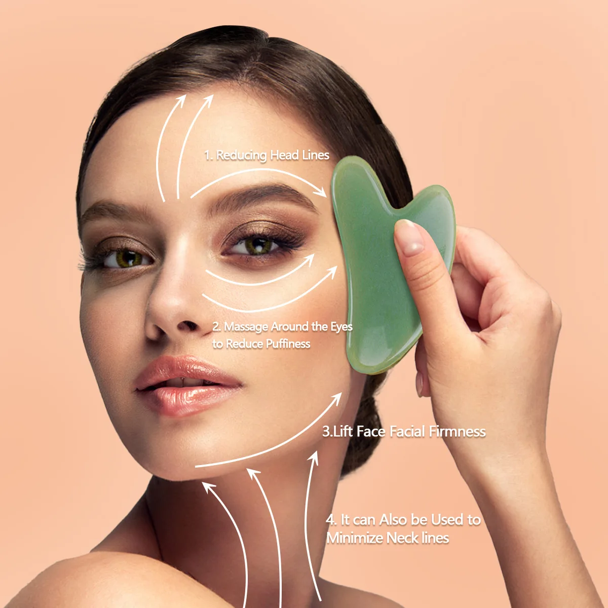 

Natural Rose Jade Roller Face Massage Gua Sha Board Crystal Stone Jade Massager Body Facial Eye Scraping Acupuncture Face Lift