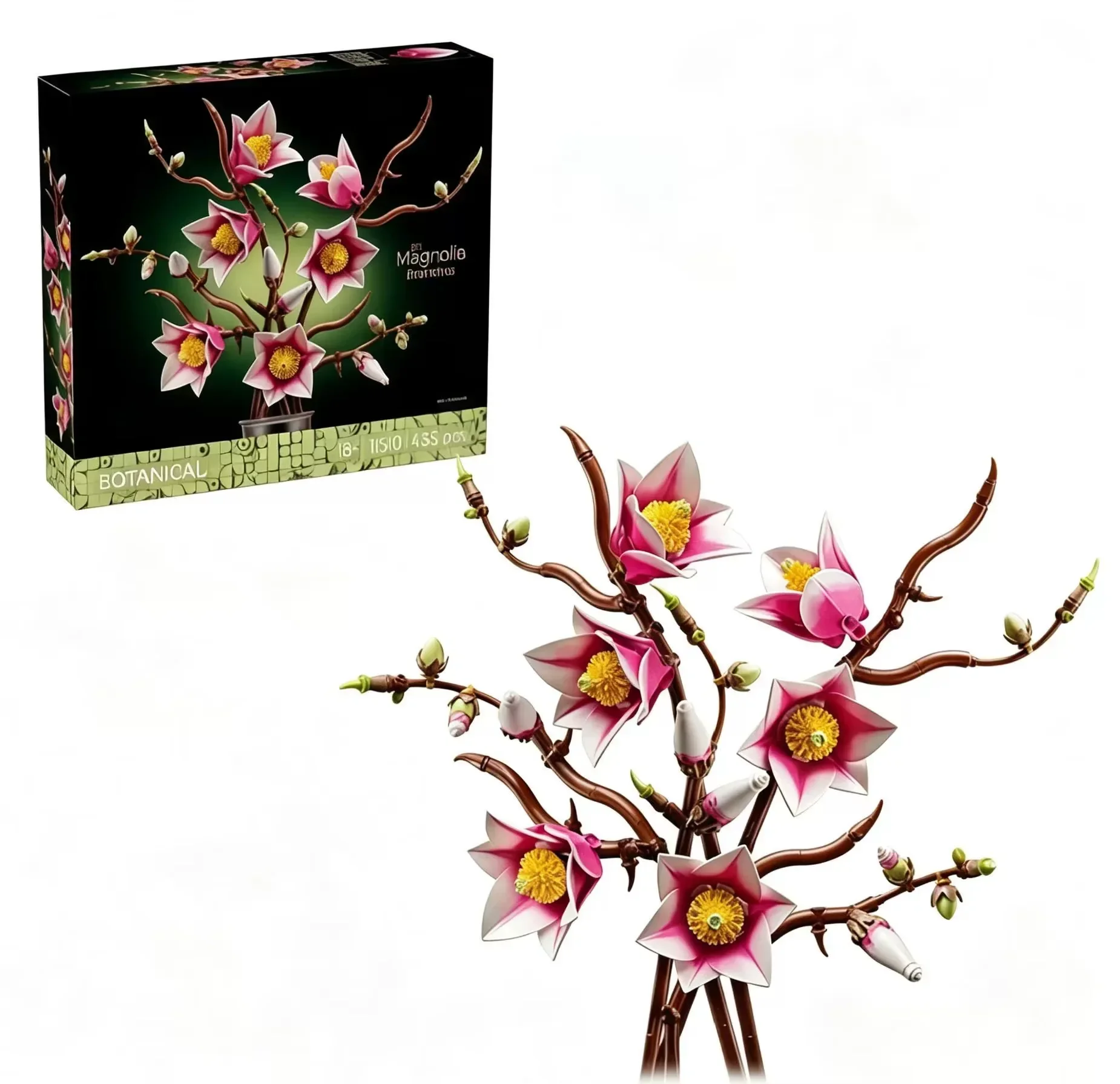 Künstlicher Blumenstrauß DIY Bausteine Botanische Kollektion Heimdekoration Rose Orchidee Topfpflanze Geschenke für Frauen Mutter Ehefrau