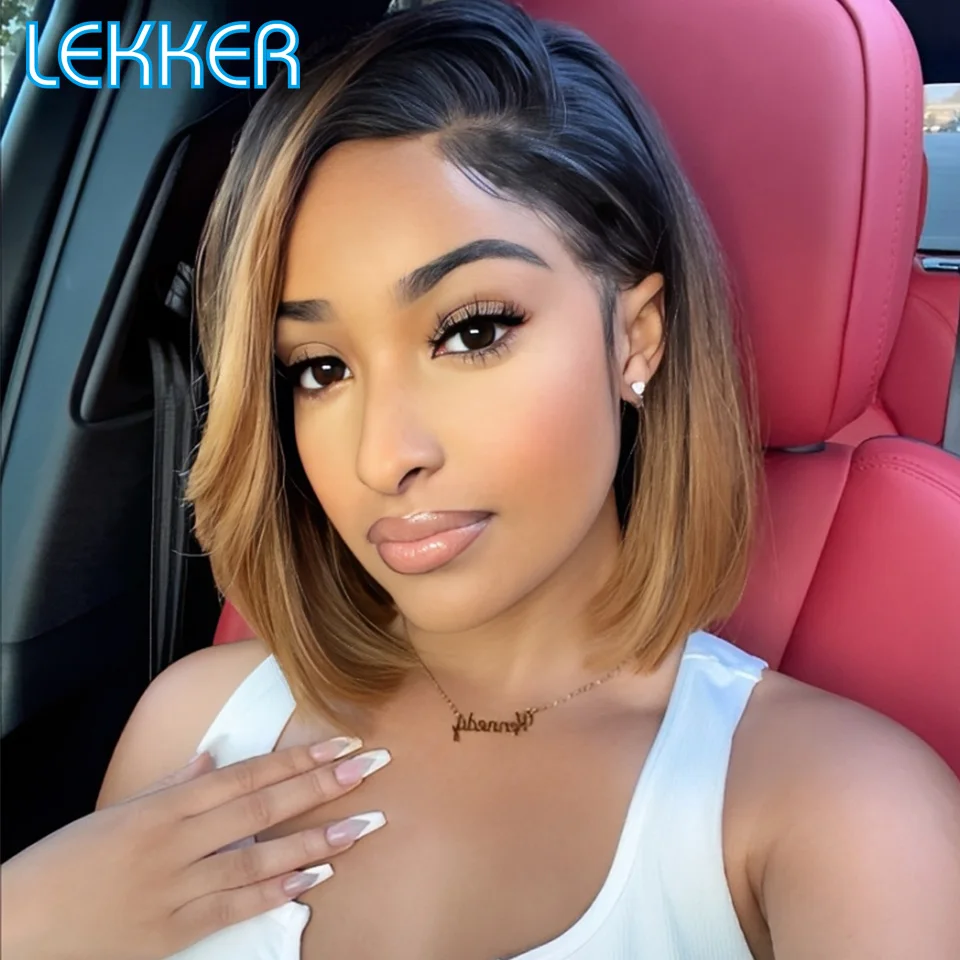 

Lekker Clearance Brown Short Pixie Straight Bob C Part Lace Front 100% Human Hair Wigs For Women Brazilian Remy Hair Color Wigs