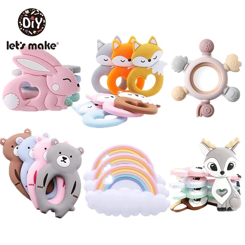 Silicone Teether Rodent Cartoon Animals 1pc Food Grade Silicone Pandents DIY Teething Toys For Teeth Tiny Rod Baby Teethers Gift