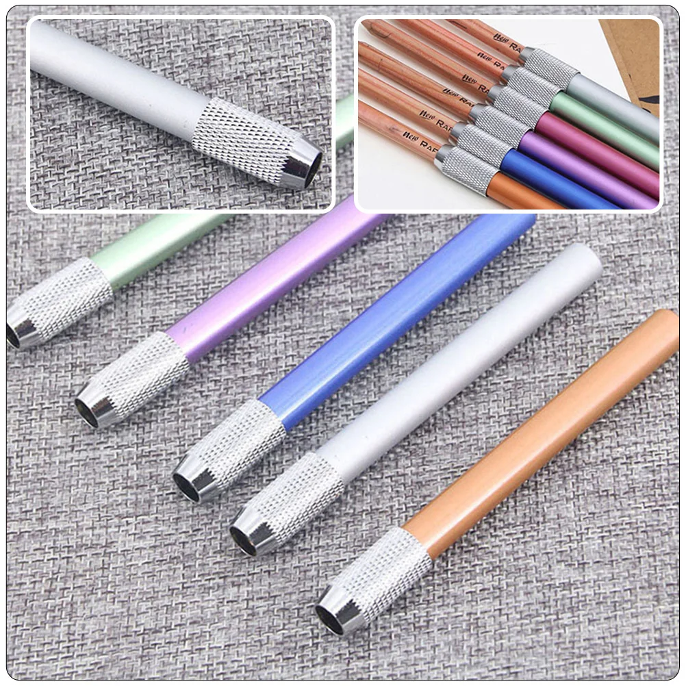 8 Pcs Pencil Extender Artist Sketch Holder for Artists Pencils Short Extenders Tool Office Write Bracket Metal