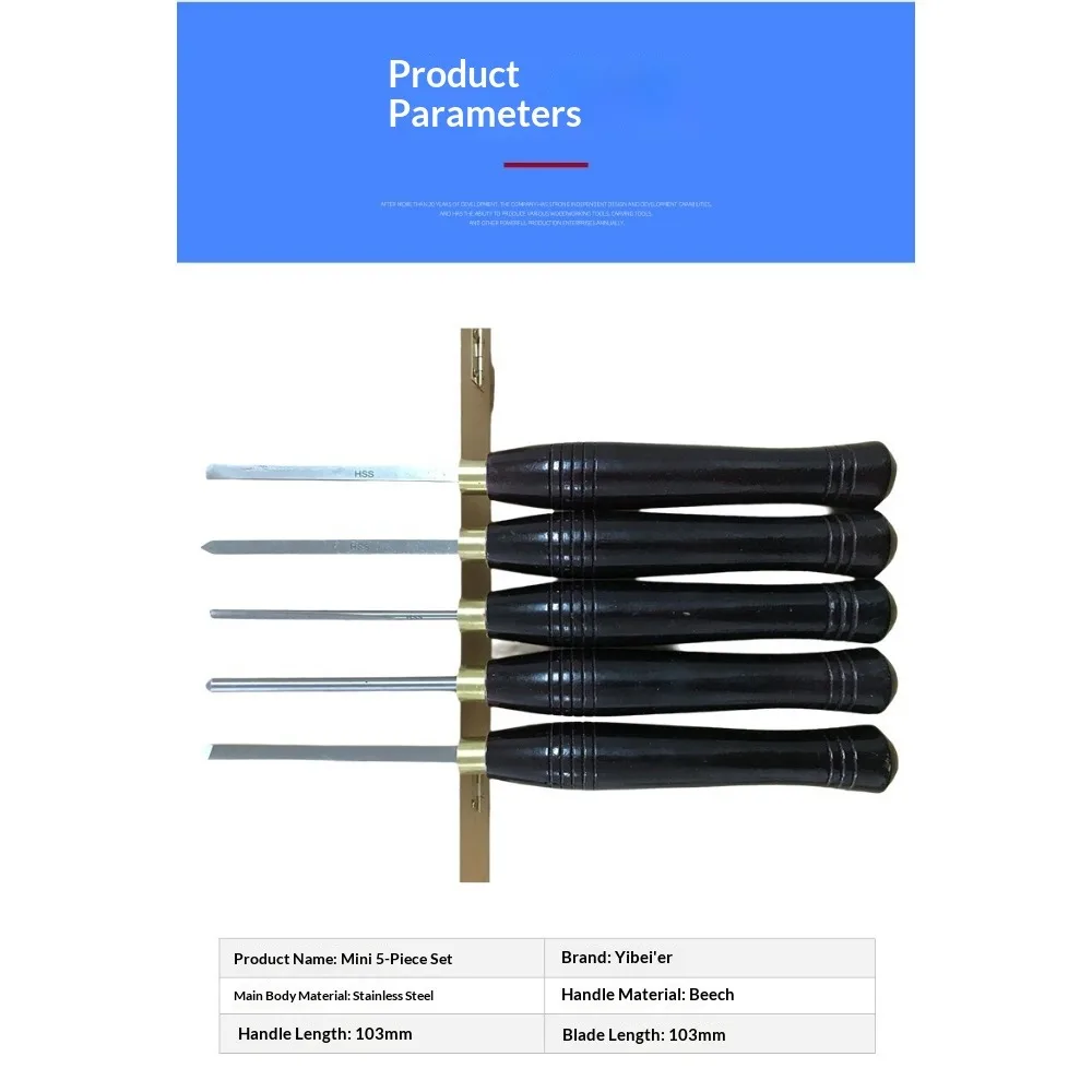 5pcs/Set Lathe Chisel Set Woodworking Turning Tool Set HSS High Speed Steel Semicircle Knife Hand-Held Wooden Turning Tool