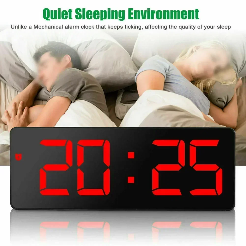 Alarm Clock Led Display Digital Mirror Alarm Clock Battery Plug-In Dual Purpose Alarm Clock Suitable For Bedroom Office Clock