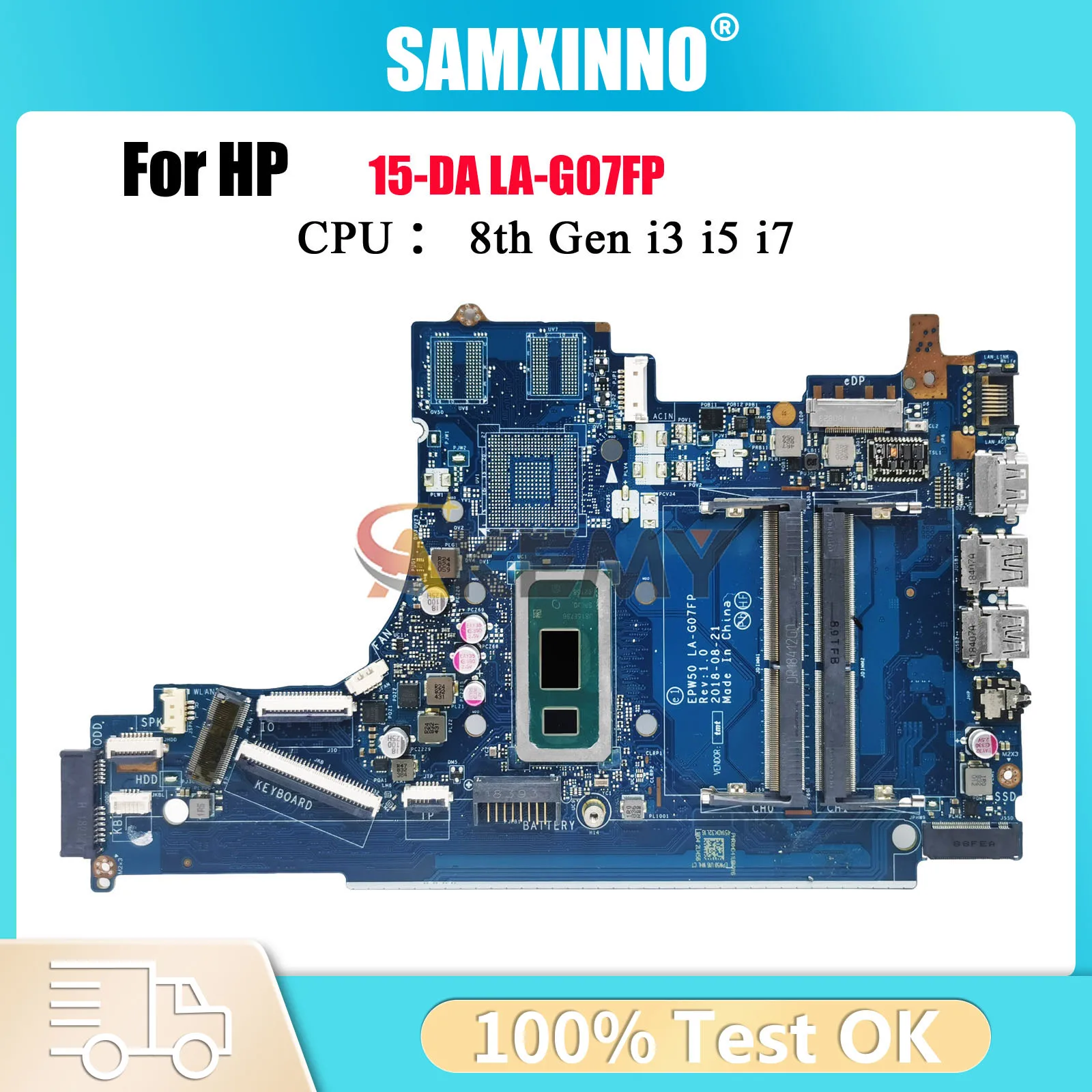 

LA-G07FP Материнская плата для ноутбука HP Pavilion 250 G7 15-DA с процессором i3 i5 i7 8-го 10-го поколения UMA L49975-601 L49975-001
