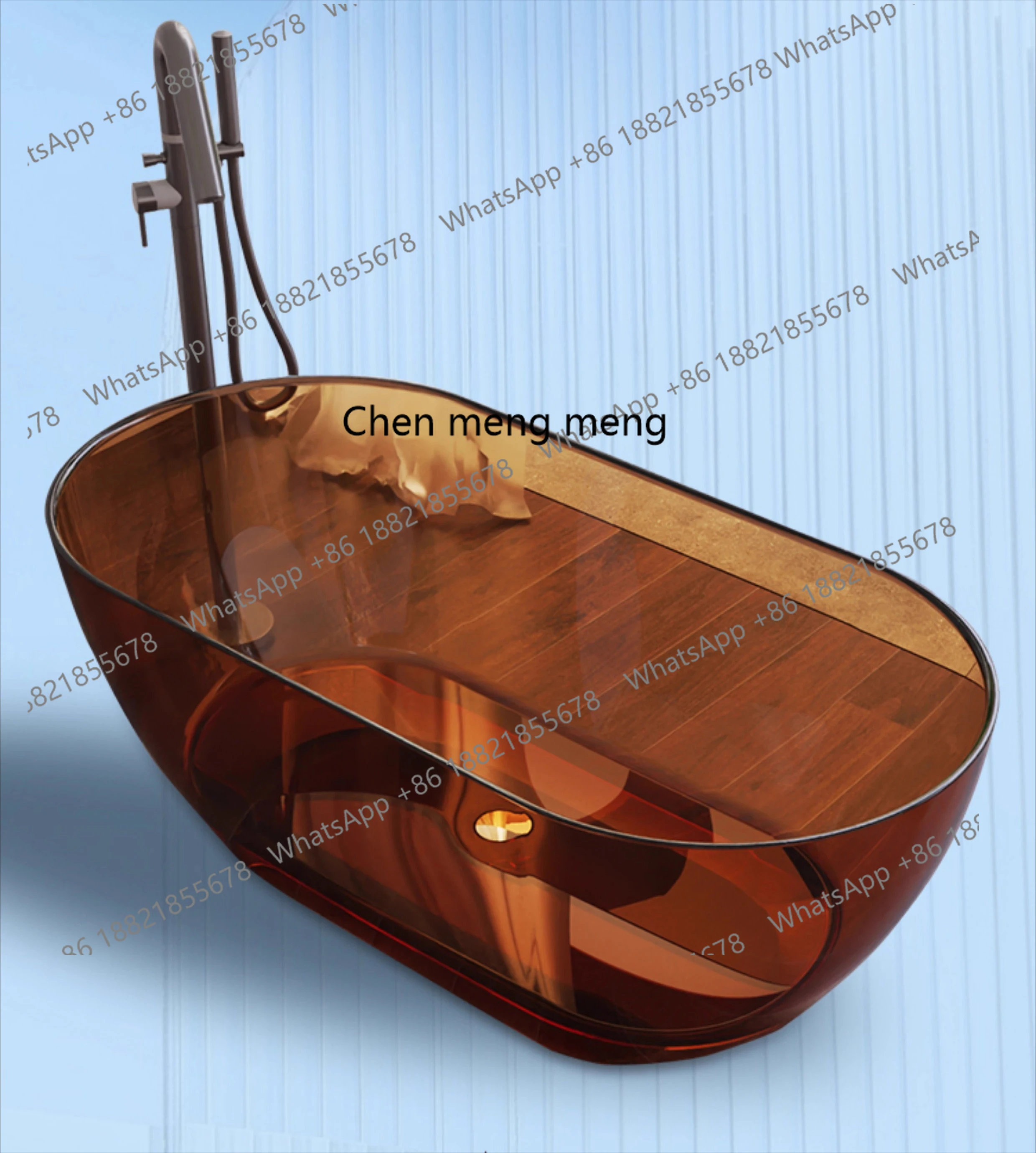 

Crystal transparent colored resin bathtub, integrated independent couple bed and breakfast hotel bathtub customization