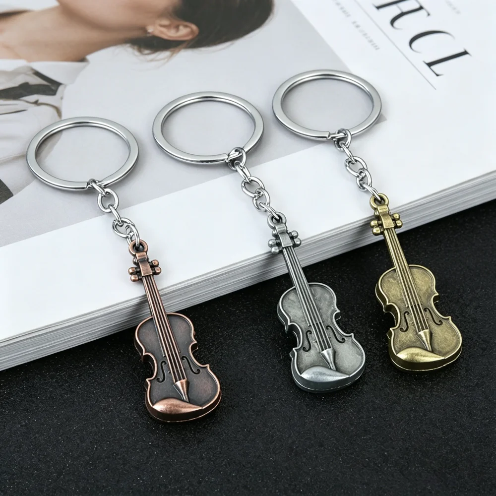 Vintage Mode-Accessoires Klassischer Metall-Gitarren-Musik-Schlüsselanhänger Rucksack-Anhänger Auto-Schlüsselring Kreatives Persönliches Geschenk – Detail 1