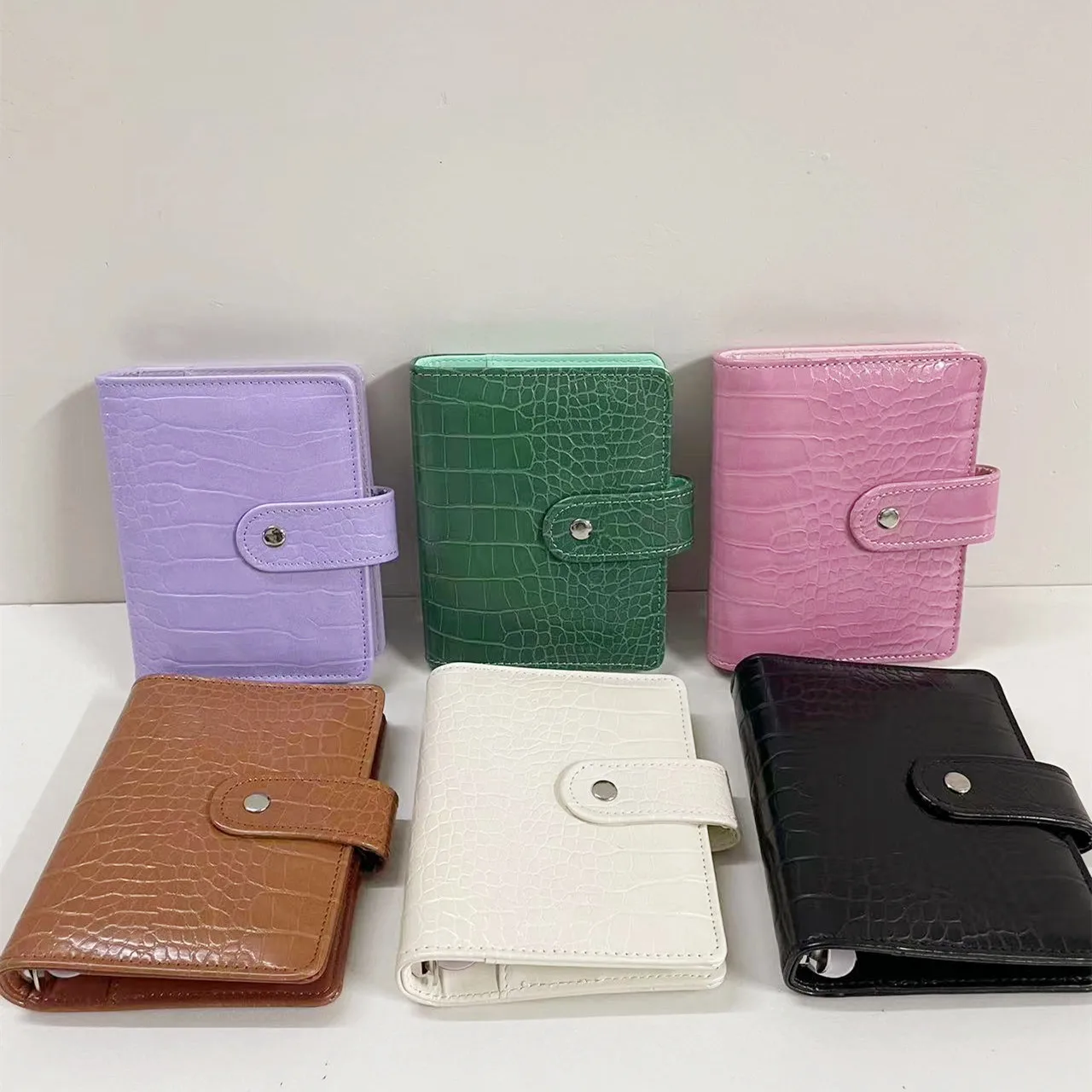 A7 Crocodile Color 6 Ring Binder PU Clip-on Notebook Leather Loose Leaf Notebook Cover Notebooks Journal Stationery