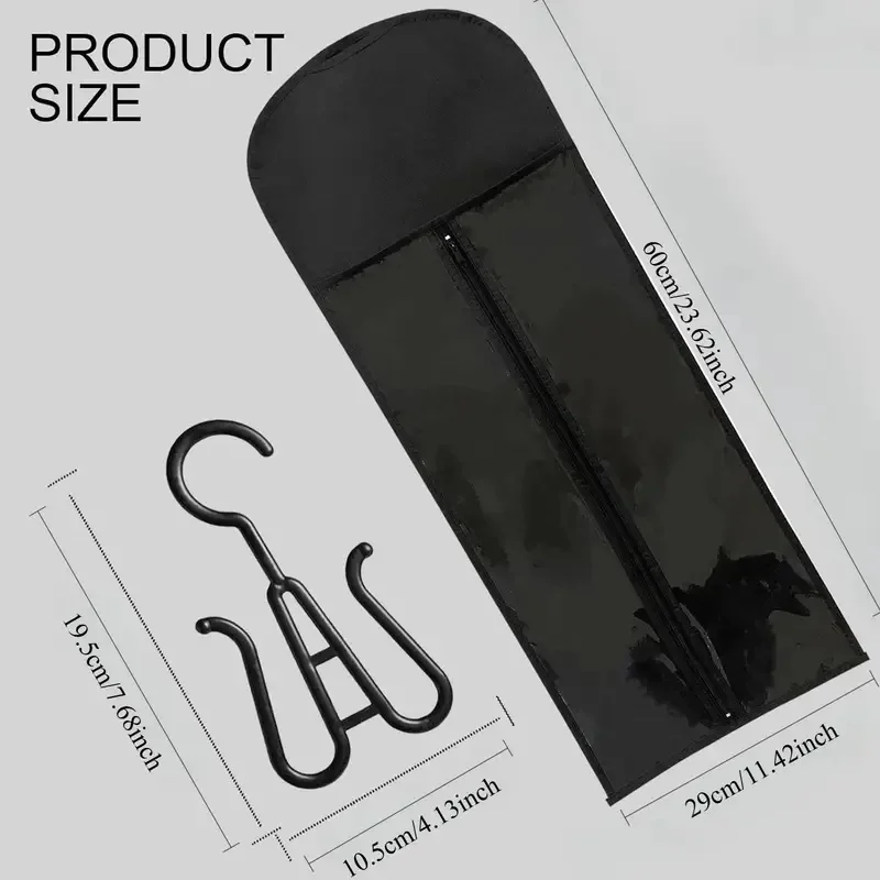 مجموعة واحدة من حقيبة تخزين الشعر المستعار مع أكياس شعر مع شماعة بلاستيكية للشعر المستعار الأسود منظم الشماعات للشعر المستعار المتعدد #2