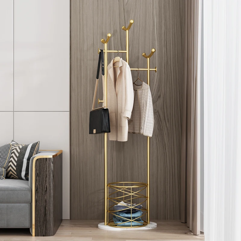 

Narrow Shelf Clothes Rack Coat Stand Storage Golden Entryway Rack Living Room Show Case Wieszak Na Ubrania Furniture GPF30XP