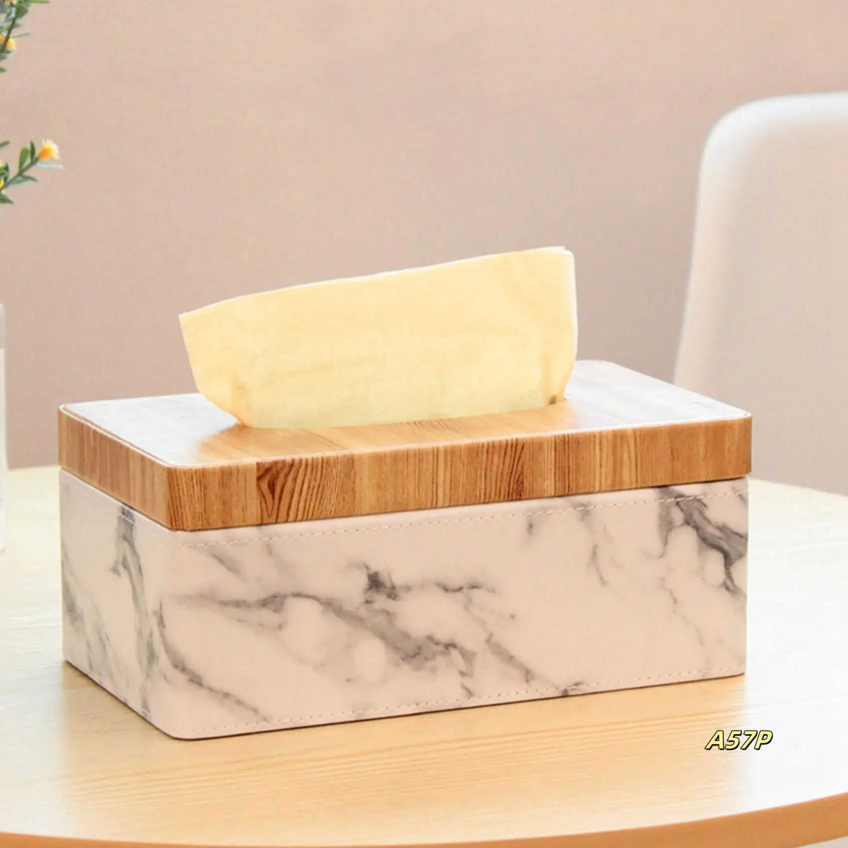 

3X Rectangular Marble PU Facial Grain Tissue Box Cover Napkin Holder Paper Towel Dispenser Container For Home Decor