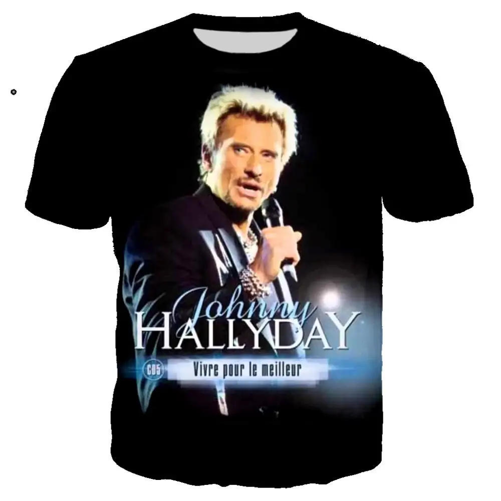 Rock Singer Johnny Hallyday 3D Print T-Shirts Men Women Casual Short Sleeve T Shirt Oversized Harajuku Y2k Tees Kid Top Clothing