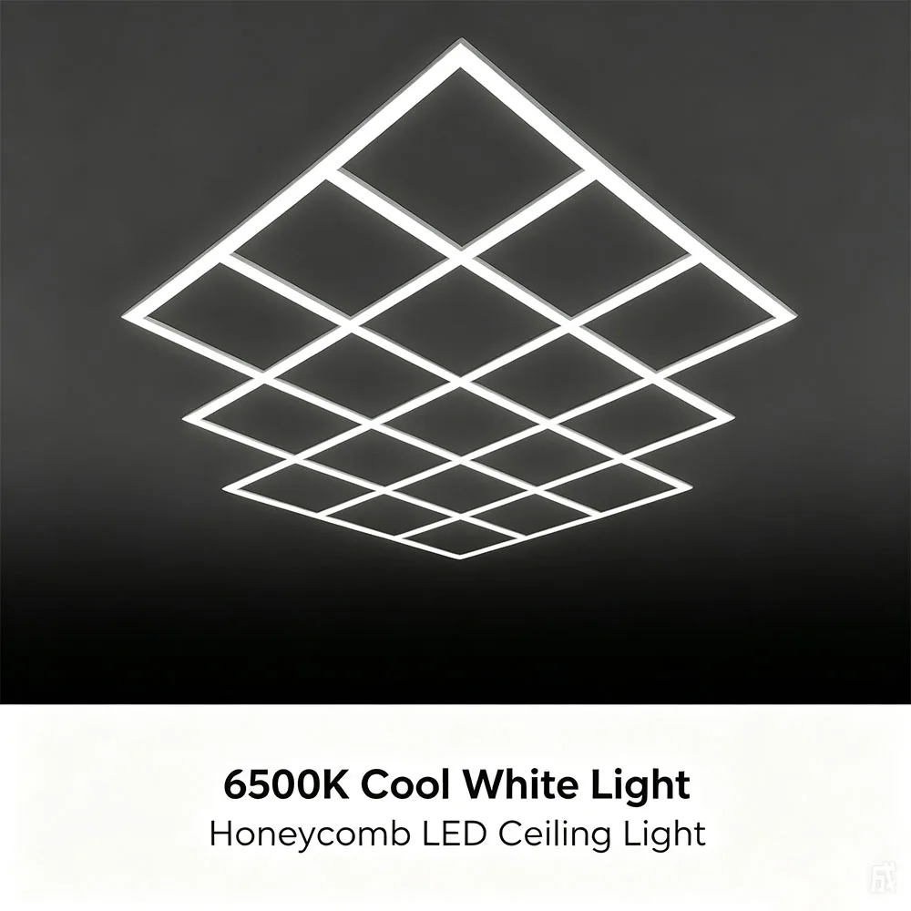 Splicing Honeycomb LED Light 6500K Pure White Universal Wide Voltage Easy Installation Industrial Workshop Ceiling Lighting