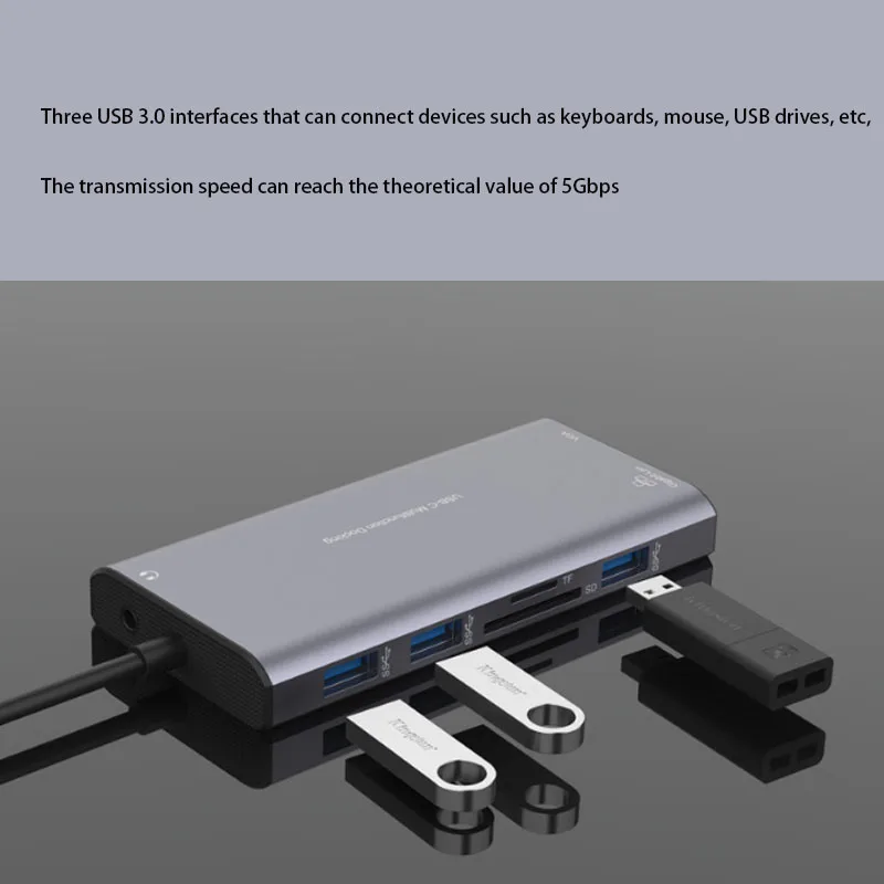 USB محور من النوع C إلى محول ، محول شاشة خارجي ، SD ، قارئ بطاقة TF ، قراءة جيجابت ، منفذ RJ45 ، محطة قفص الاتهام
