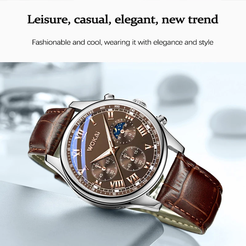 비즈니스 시계, 쿼츠 스포츠 시계, 캐주얼 가죽 스트랩 남성용 시계, 고급 선물 남성용 손목시계